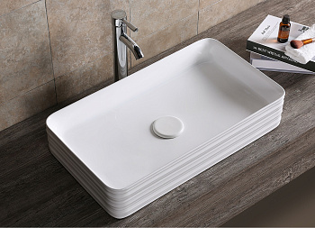 Раковина из сантехнического фарфора Cerutti SPA CR0053 68х38 накладная цвет белый без отверстий под смеситель