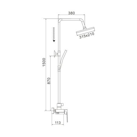 Душевая стойка Rose R1836-6 настенная цвет хром