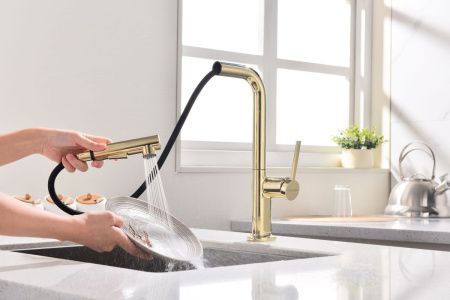 Смеситель для кухни Paulmark NEO Ne214419-G на мойку золото