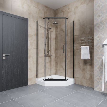 Душевой уголок Тритон Дека Щ0000059782 90х90 стекло прозрачное профиль черный с поддоном