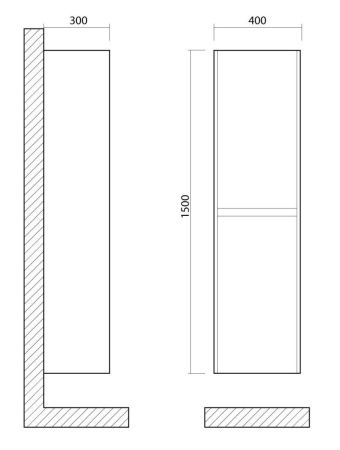 Шкаф-пенал Art&Max FAMILY Family-1500-2A-SO-PE 40х150 подвесной цвет серый