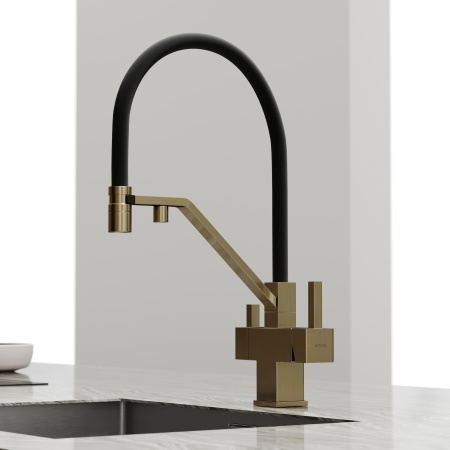 Смеситель для кухни Sancos Loro SC4007BG на мойку брашированное золото/черный