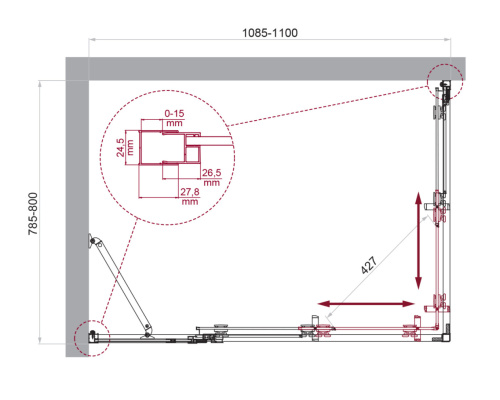 Душевой уголок BelBagno LUCE LUCE-AH-21-110/80-C-Cr 110х80 стекло прозрачное профиль хром глянцевый без поддона - фото 2