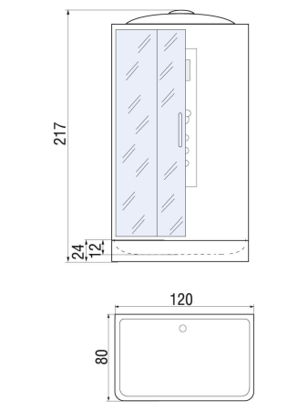 Душевая кабина River VITIM 10000003220 120х80 прямоугольная с крышей ориентация универсальная