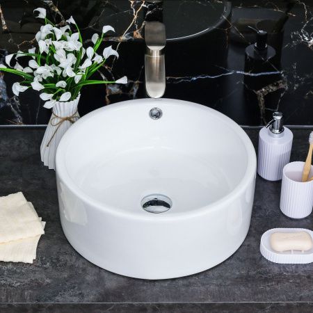 Раковина из сантехнического фарфора Melana 7076-805 40х40 накладная цвет белый без отверстий под смеситель