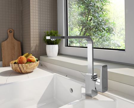 Смеситель Vitra Root Square A42753EXP на мойку хром без термостата