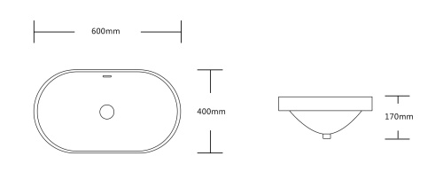 Раковина из сантехнического фарфора MILLEAU NUAGE MU018-GW 60х41 встраиваемая цвет белый глянцевый без отверстий под смеситель - фото 2