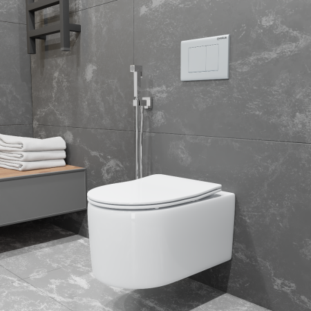 Унитаз подвесной CHARUS TORRE BIANCA EWC700-130W белый с сиденьем микролифт безободковый каскадный смыв