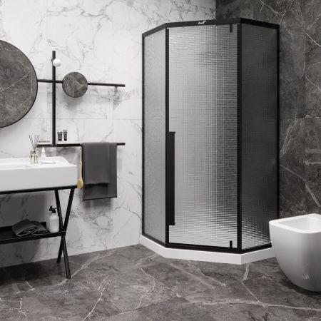 Душевой уголок Cerutti SPA C3ABD 90х90 стекло прозрачное профиль черный без поддона