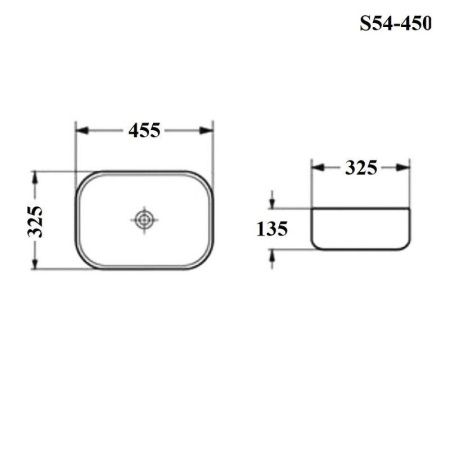 Раковина из сантехнического фарфора Bond Cube S54-450 50х30 накладная цвет белый без отверстий под смеситель