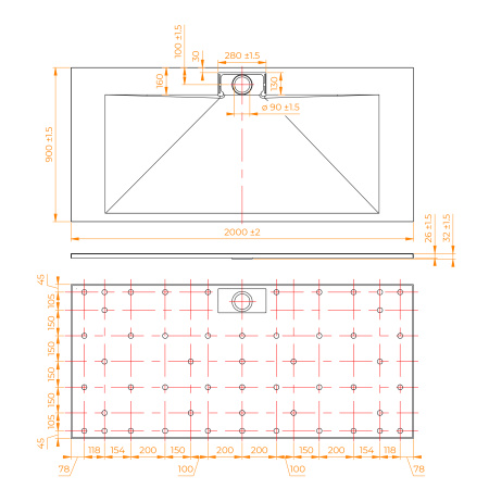 Душевой поддон RGW SMC 553802920-12 90х200 стеклопластик серый