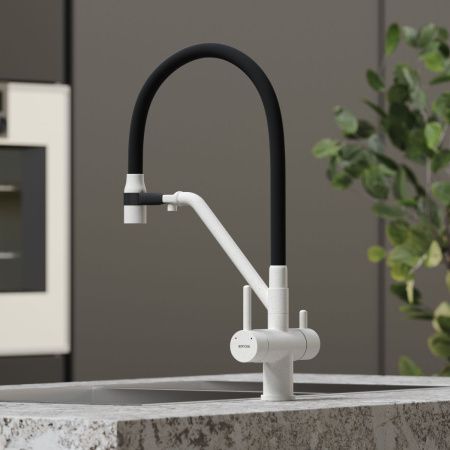 Смеситель для кухни Sancos Dora SC4003GR на мойку белый/черный