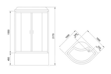 Душевая кабина Royal Bath BK RB100BK4-MM 100х100 четверть круга с крышей ориентация универсальная