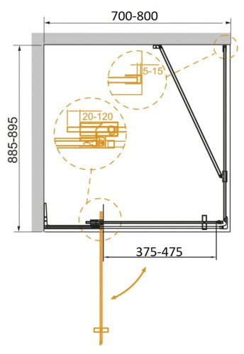 Душевой уголок Cezares SLIDER SLIDER-AH-1-90-70/80-C-NERO 70х90 стекло прозрачное профиль черный - фото 2