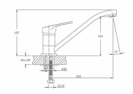 Смеситель для кухни Haiba HB16 HB4816 на мойку хром