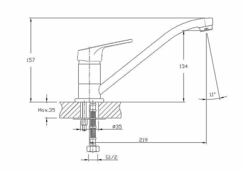 Смеситель для кухни Haiba HB16 HB4816 на мойку хром - фото 2