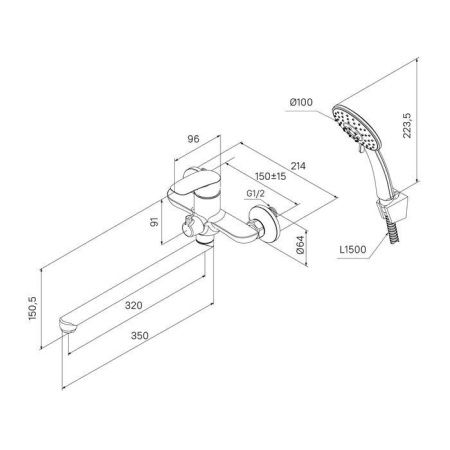 Смеситель для ванны Milardo Rora RORSB00M10 настенный хром