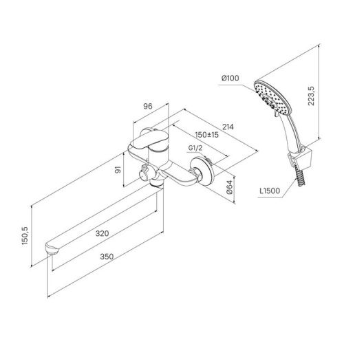 Смеситель для ванны Milardo Rora RORSB00M10 настенный хром - фото 5