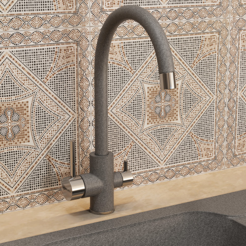 Смеситель для кухни Uperwood Quartz UPD-Q-01-03 UPD-Q-01-03 на мойку/столешницу серый матовый - фото 4