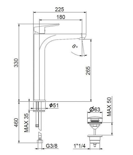 Смеситель Webert Sax Evolution SE830402560 на раковину черный - фото 2