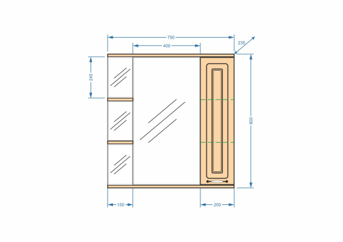Зеркало-шкаф Stella Polar Кармела SP-00000182 75х14х80 подвесной цвет коричневый - фото 2 Зеркало-шкаф Stella Polar Кармела SP-00000182 75х14х80 подвесной цвет коричневый - фото 2