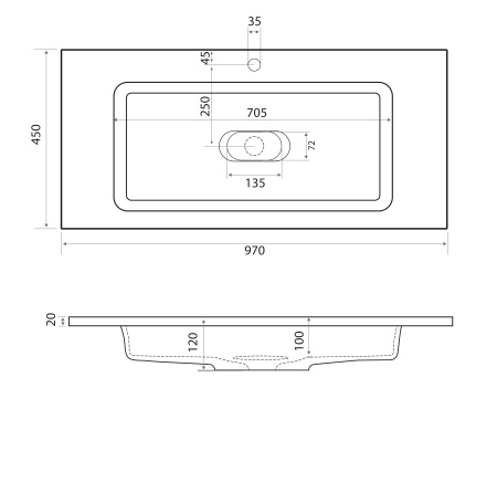Тумба TA-MBO-100PR-blanco 100x45x68 + Раковина 4627173210447 Taliente