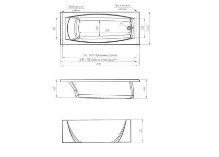Ванна акриловая 1MarKa PRAGMATIKA 01пр19380 195х80 пристенная прямоугольная без каркаса