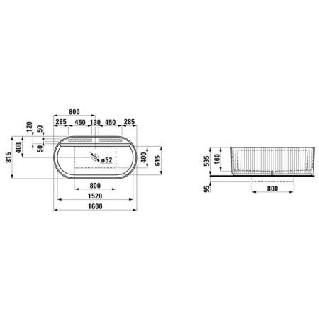 Ванна из искусственного камня Laufen Sonar 2.2134.2.000.000.1 160х80 отдельностоящая овальная