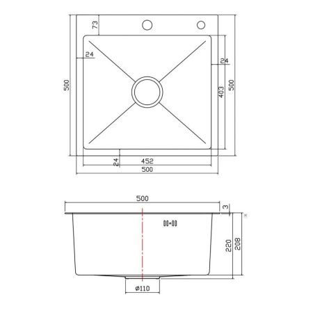 Кухонная мойка Fmark FSC5050C 50х50 цвет золото поверхность матовая