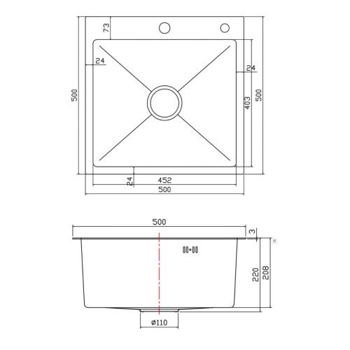 Кухонная мойка Fmark FSC5050L 50х50 цвет сатин поверхность матовая - фото 3