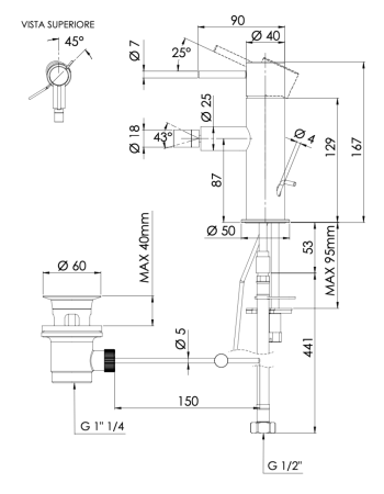Смеситель Mariani Next A37493NS12 на биде белый