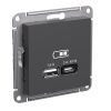 Розетка USB A + тип-C 45Вт высокоскор.заряд. QC, PD Systeme Electric AtlasDesign (АтласДесигн) ATN001429