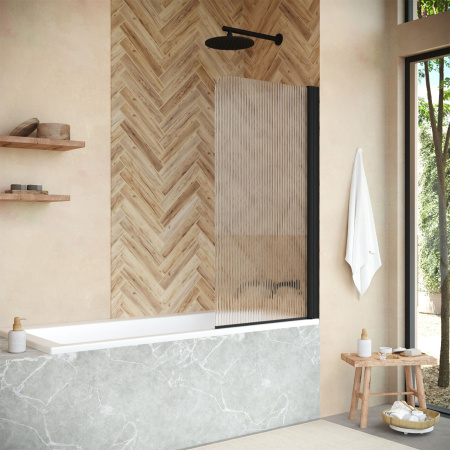 Душевая шторка на ванну Vegas-Glass EV+EV NOVO EV NOVO 70 02М Moru R 70х139 стекло рифленое профиль черный матовый ориентация правая