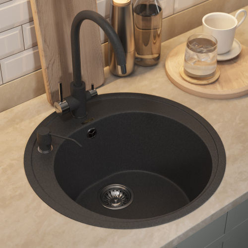 Кухонная мойка Uperwood Quartz Premium UPD-01 3910202103 51x51 цвет черный матовый - фото 3