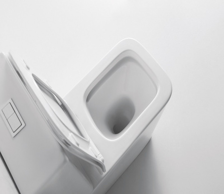 Унитаз напольный с бачком CeramaLux 2170 белый глянцевый с сиденьем микролифт безободковый каскадный смыв