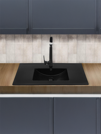 Раковина из сантехнического фаянса WeltWasser WW SK 10000005574 40 см встраиваемая цвет черный 1 отверстие под смеситель