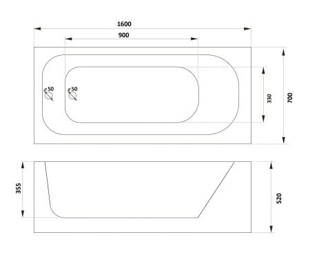 Ванна акриловая Parly CT10818 160х70 пристенная прямоугольная с ножками