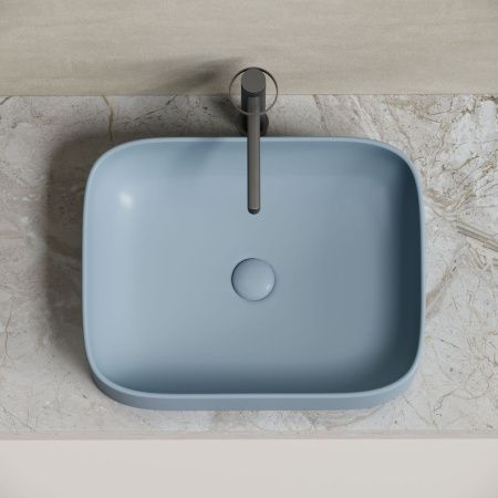 Раковина из сантехнического фарфора Ceramica Nova ELEMENT CN6052MHL 50х40 накладная цвет голубой без отверстий под смеситель