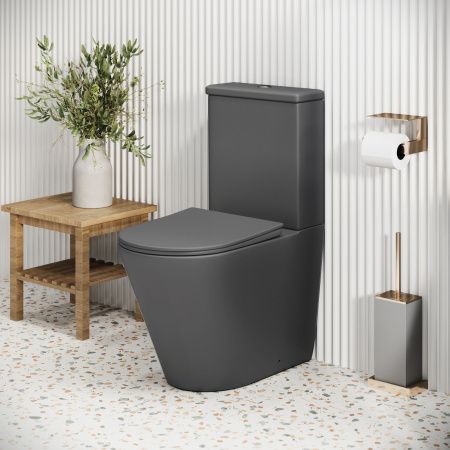 Унитаз напольный с бачком Grossman Color GR-4480GMS серый с сиденьем микролифт безободковый каскадный смыв