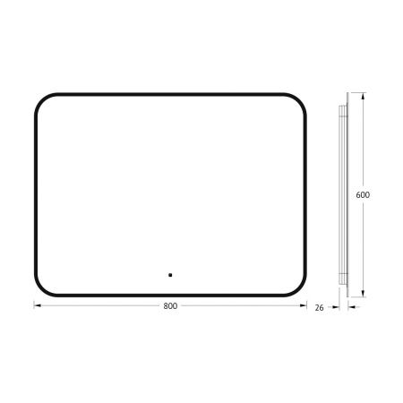 Зеркало с подсветкой Defesto AURA DF 2967RH 80х60 подвесное