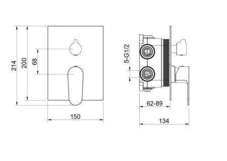 Смеситель для ванны Aquatek ОБЕРОН AQ1247CR встраиваемый в стену хром
