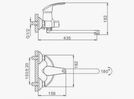 Смеситель для ванны D-Lin D147401-2 настенный хром