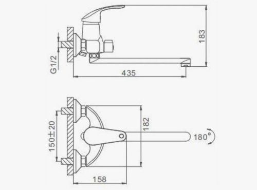 Смеситель для ванны D-Lin D147401-2 настенный хром - фото 2