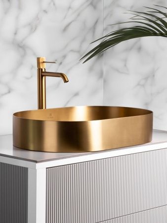 Раковина из нержавеющей стали AltroBagno Eterno AltroBagnoEterno001025OrSp 60х40 накладная цвет золото