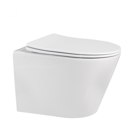 Унитаз подвесной Abber Bequem AC1102 белый с сиденьем микролифт безободковый каскадный смыв