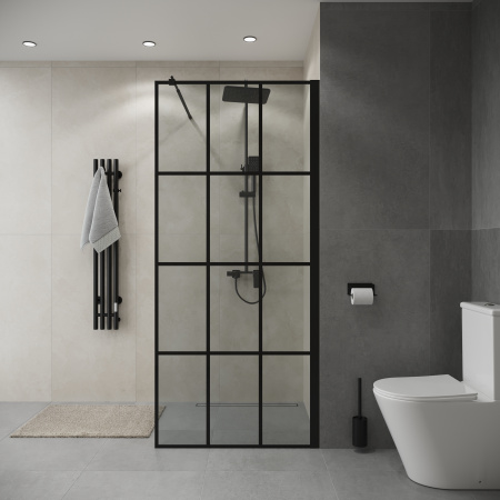 Душевая перегородка Niagara Eco NG-552-90BLACK 90х190 стекло прозрачное профиль черный матовый