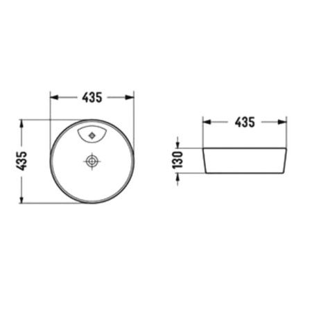 Раковина из сантехнического фарфора Bond Circle S03-430 40х40 накладная цвет белый 1 отверстие под смеситель