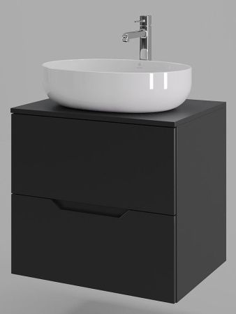 Тумба с раковиной Orange Line Li-60TubMDF+B05-520W 60х50 подвесная цвет черный