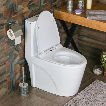 Унитаз напольный с бачком Melana 2010-805 белый с сиденьем микролифт безободковый душевой смыв