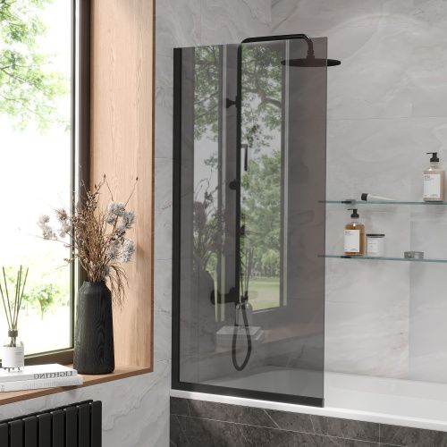 Душевая шторка Reflexion Fix RX14070TBL-06 70x140 стекло тонированое профиль черный матовый ориентация универсальная - фото 2